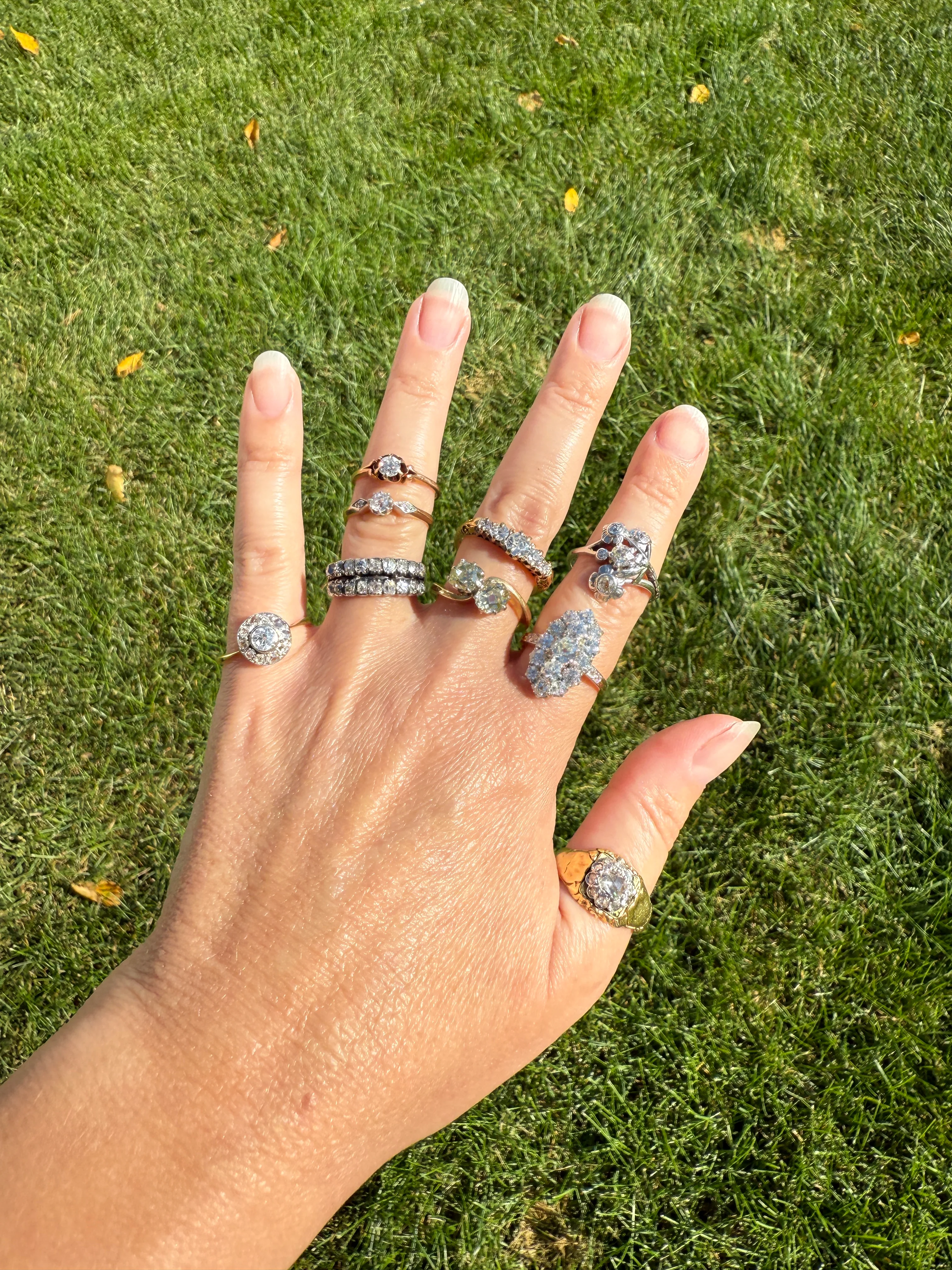Antique Toi et Moi 2.1 CARAT Old Mine Cut DIAMOND Fancy Light Yellow Chunky 2 Stone Ring 18k Gold Angled Swirl Band Stacker c1901 Victorian - Image 16